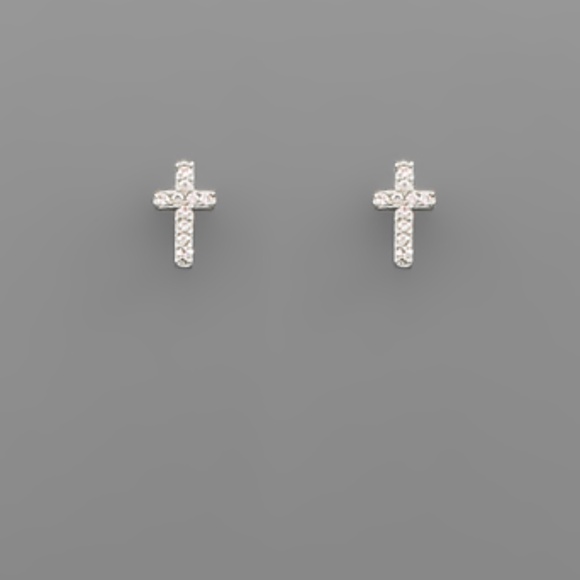 CZ Cross Studs - Picture 1 of 2
